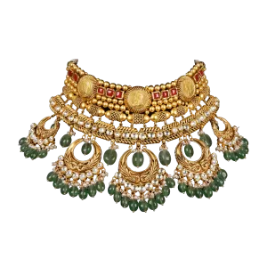 Gold Temple Jewellery with Pearl Adornments